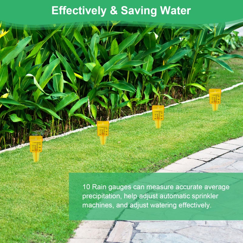 Anglekai 10PCS Rain Gauges  1.5"" Sprinkler Gauge for Lawn Water Gauge with Wide Mouth Sprinkler Rain Gauge  Transparent Outdoor Water Measuring Tool for Accurate Lawn Garden Water Gauge (10  Yellow) - Image 4